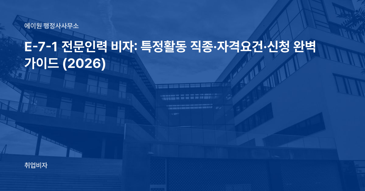 E-7-1 전문인력 비자: 특정활동 직종·자격요건·신청 완벽 가이드 (2026)